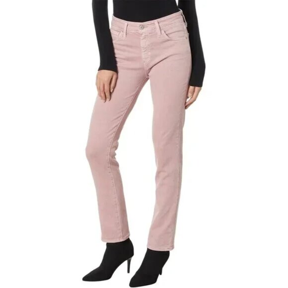 AG Adriano Goldschmied Jeans Womens 30R Pink Mari High-Rise Slim Straight - Picture 1 of 12